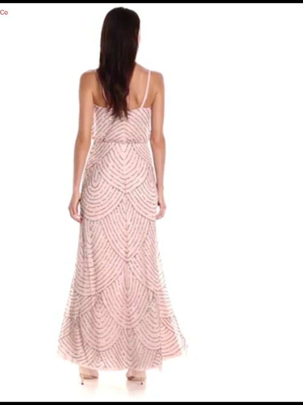 Long Blouson Beaded Sequin Evening Gown V-Neck Sleeveless Formal Dress - Picture 2 of 6